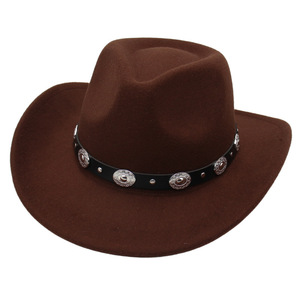 Xuyên biên giới vành đai kim loại hàng đầu đường phố bắn cao bồi hat <span class=keywords><strong>Mike</strong></span> Jazz phù hợp với cảm thấy hat Tây Ban Nha Visor bán buôn - Product Image 3