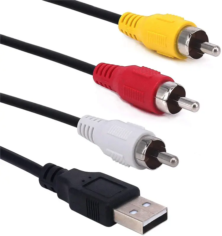 USB к 3RCA кабель, 1,5 м USB мужчина к 3 RCA штекер Джек Разветвитель Аудио Видео AV композитный адаптер Шнур кабель