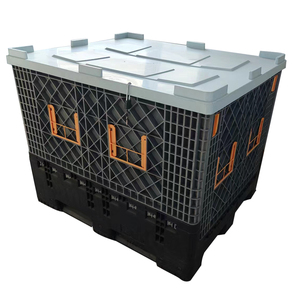 Caja de palés de plástico sólido apilable plegable de HDPE resistente grande/contenedor de almacenamiento para agricultura de frutas con asa - Product Image 4