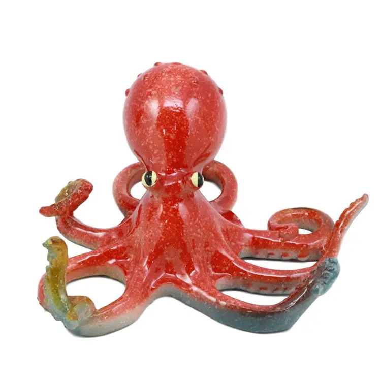 Rosso in ceramica Octopus Figurine 6 "di Larghezza Coastal Ocean Reed Profondo Mistero Triangolo delle Bermuda Squeeds Krakens Gigante