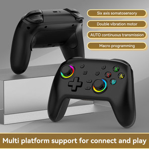 ตัวควบคุมเกมไร้สาย S08สีดำพร้อมแทร็คแพดและตัวรับสัญญาณรองรับ PS4 /Android/ios/switch /pc พร้อมตัวรับสัญญาณ2.4G