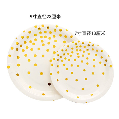 Assiettes en carton 7 pouces avec motifs dorés, lot de 25.
