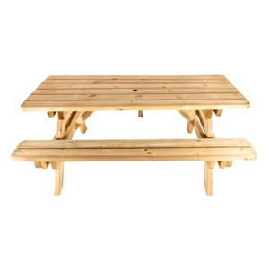 Chất lượng cao truyền thống khách sạn nhà hàng ngoài trời bằng gỗ bàn ăn với băng ghế tích hợp áp-Điều trị thông - Product Image 2