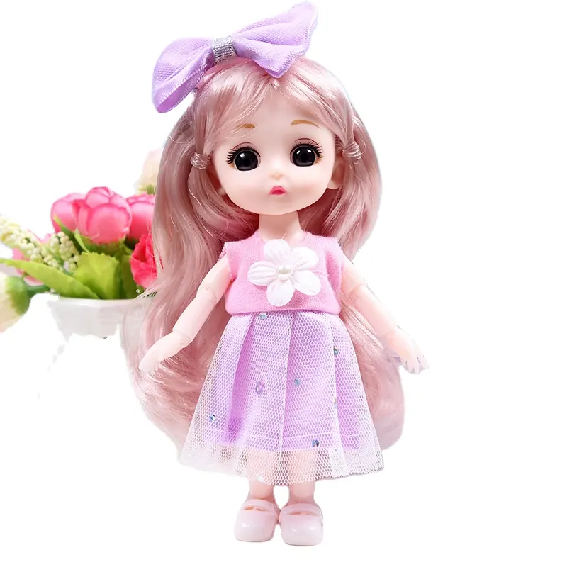 गर्म बेच बच्ची गुड़िया लड़कियों बच्चों के लिए सस्ते 5 इंच मिनी छोटे फैशन सुंदर खिलौना के साथ पोशाक सामान