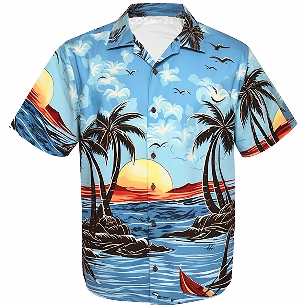Joyord Custom Shorts Sleeve Beach Shirt Vintage Flower Button Down Shirts sea coconut beauty hawaiian shirts For