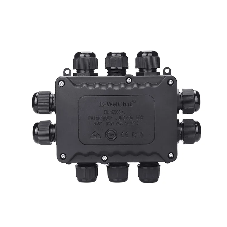 Caja de empalme impermeable de plástico Pa66, pantalla LED negra personalizada de alto estándar e-weichat