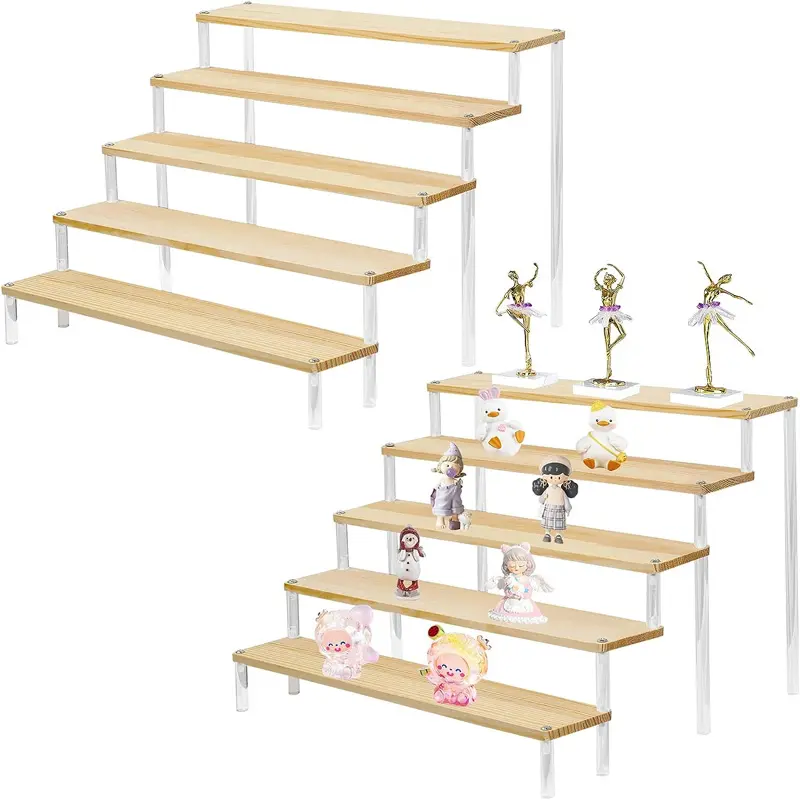 5 strati alzata Desktop Display per il trucco porta profumo organizzare, Desktop Step vassoio figure Cupcake Dessert Stand di legno torta Stand