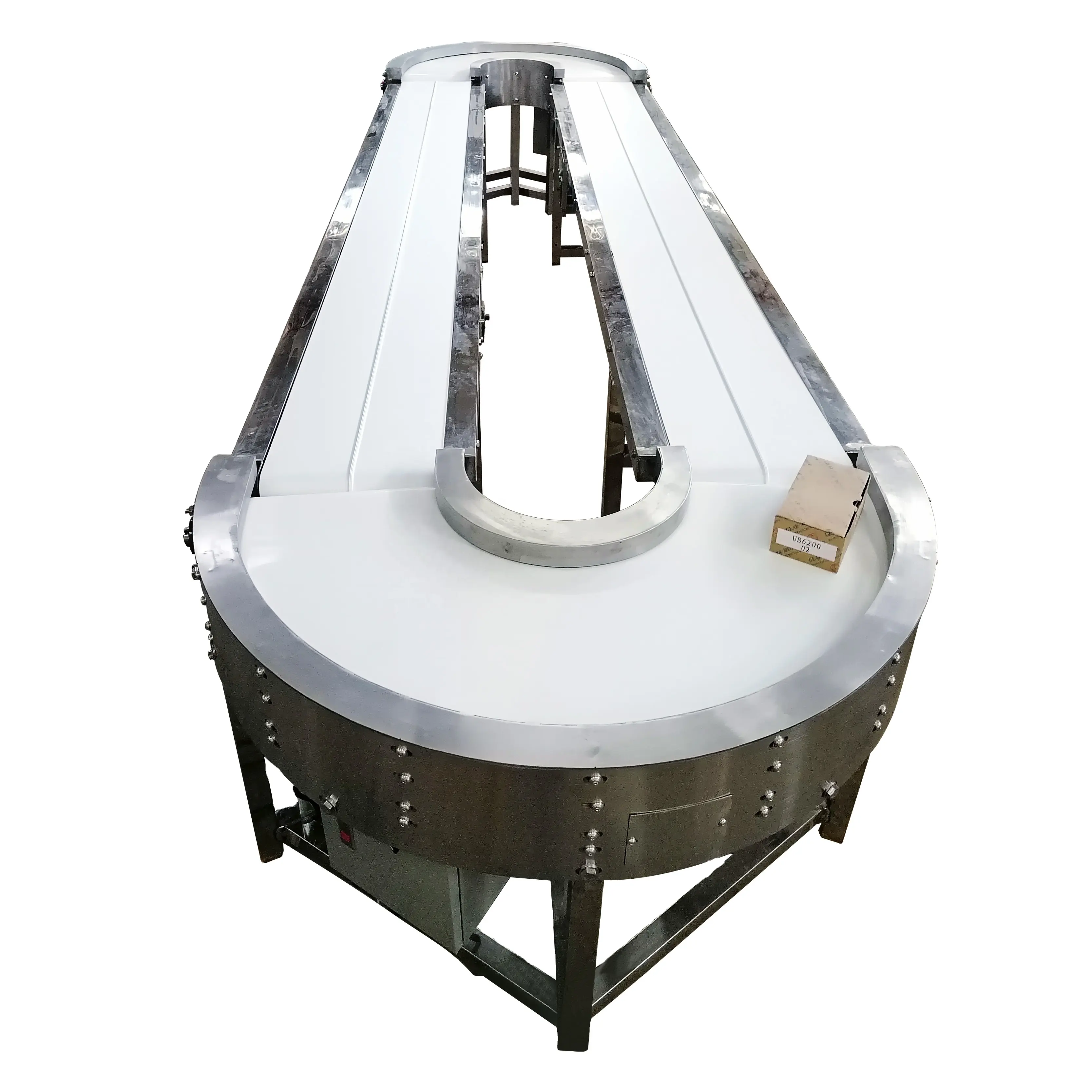 2023 factory directly sale price curve belt conveyor with 304 steel stainless frame, 90 degree white pu belt turning conveyor