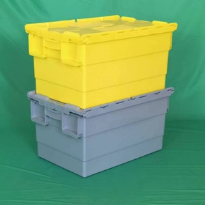 HRY4633 600*400*330 Heavy Duty Logistic Nestable Apilable Almacenamiento de plástico Cajas móviles Caja de mano de rotación Contenedor con tapa adjunta - Product Image 3
