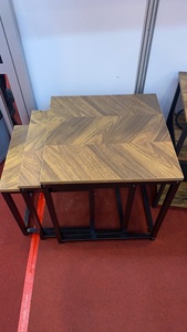 Modern Stable Multifunction Nesting Coffee <strong>Table</strong> <strong>3</strong> <strong>Sets</strong> with Wooden Top and Iron Legs for Living Room Furniture - Product Image 3