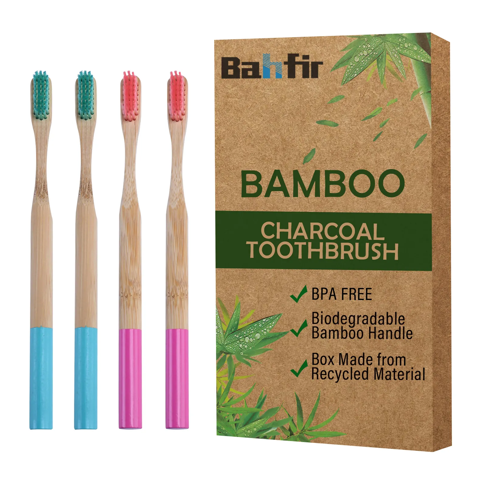 Brosse à dents en bambou de marque personnalisée charbon de bois souple jetable pour adulte usage domestique pour la santé bucco-dentaire et l'hygiène