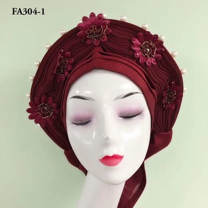 Inmyshopスカーフ卸売Aso Oke Headtie女性用Sego GeleアフリカSego HeadtieナイジェリアスタイルオートGeleビーズ付き - Product Image 5