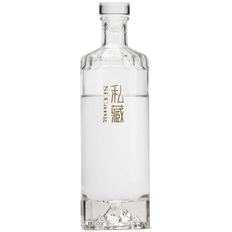 Bottiglia di vetro di Rum in pietra focaia personalizzata trasparente con tappo di sughero