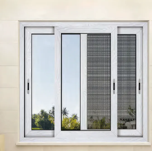 Modern buzlu şeffaf UPVC/PVC çift camlı kaymak sürgülü cam 3 parçalar küçük kemer ev sürgülü pencereler daire için - Product Image 6