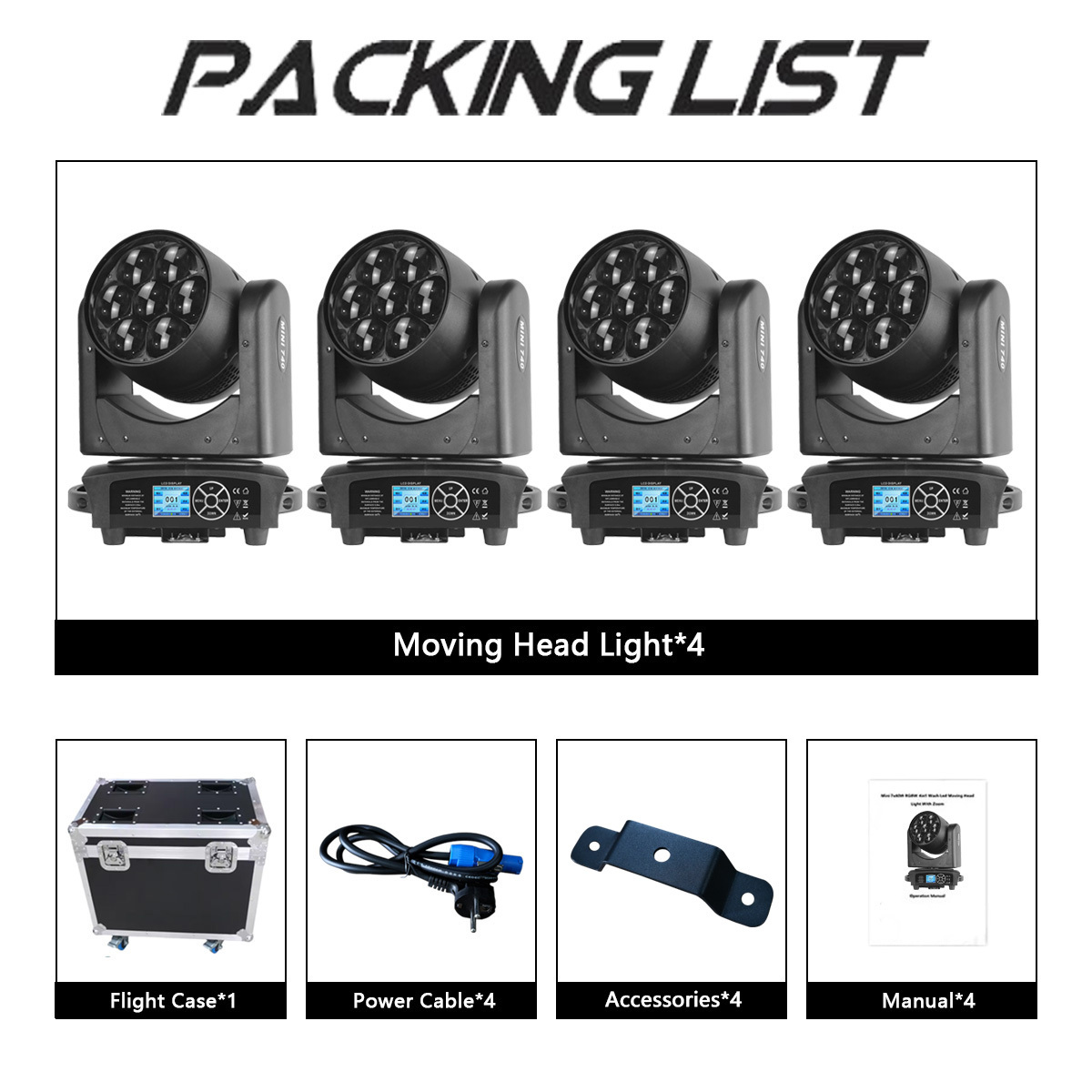 4PCS-7*40W-Flight Case