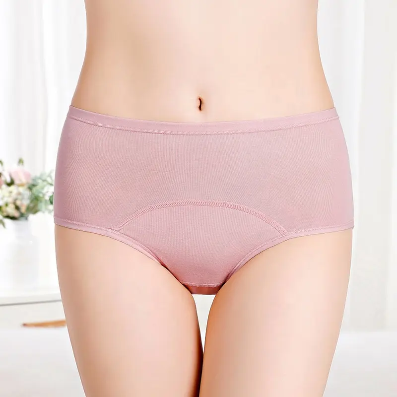 Bragas impermeables de algodón puro de tres capas para chicas, ropa interior para el período Menstrual, lactancia, de cintura media