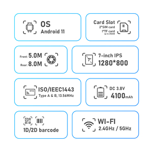 HFSecurity FP07 lettore di impronte digitali SMS NFC resistente alla polvere lettore di schede Android 11 Industrial Tablet - Product Image 5