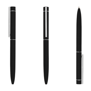 简单哑光红色金属扭转圆珠笔，带橡胶饰面，与公司品牌促销 - Product Image 2