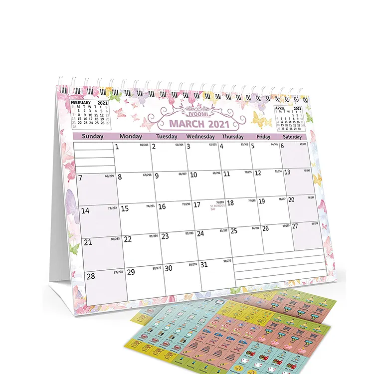 Promoción personalizada impresión barata creativa mensual semanal diario magnético al por mayor diseño de moda mesa de escritorio Calendario de papel 2024