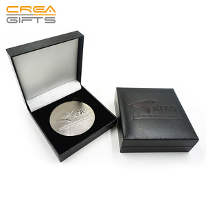 High Quality Custom 2D Embossed Metal Souvenir Challenge Award Antique <strong>Coin</strong> with Printing PU Leather Gift <strong>Box</strong> for Events - Product Image 2