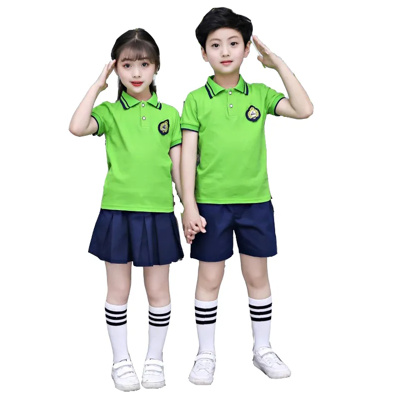 Uniforme de escuela secundaria Oem, uniforme escolar de verano para niños y niñas, trajes deportivos para uniformes de escuela primaria personalizados