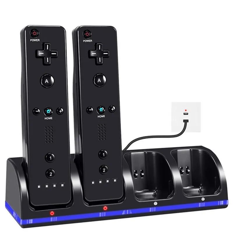 4 Poorten Game Charging Stand Dock Station Voor Wii Game Console Batterij Gamepad Controller Charger Met Led-Indicator