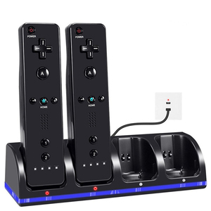 WIIゲームコンソール用4ポートゲーム充電スタンドドックステーションLEDインジケーター付きバッテリーゲームパッドコントローラー充電器 - Product Image 1