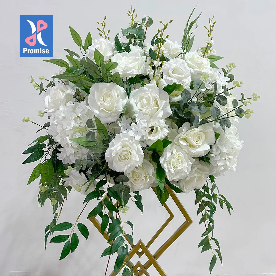 הבטחה חמה פופולרי כדור פרחים קישוט לבן ורד וירק פרח כדור חתונה מרכזי