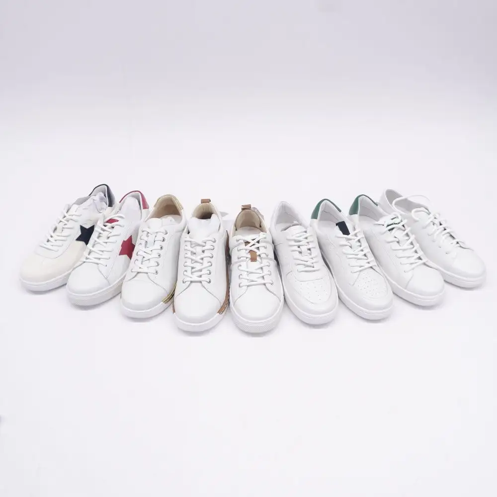 Personalizado Unisex Fechado Toe Couro Branco Nova Tendência Esporte Moda Sneakers Confortáveis