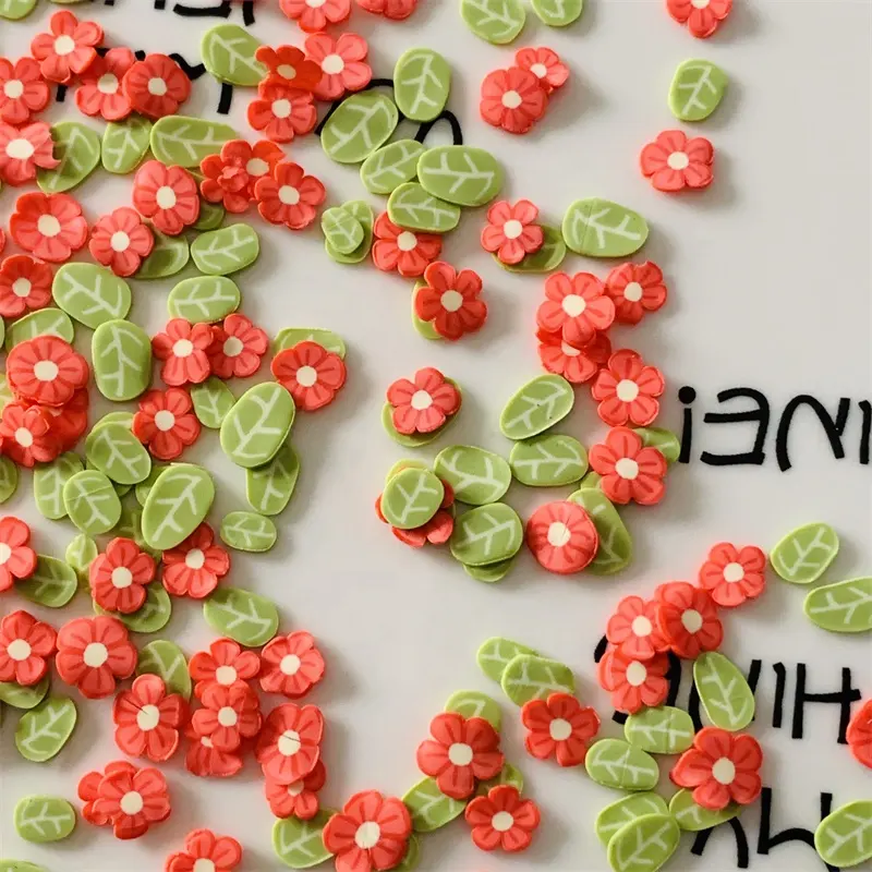 1kg Polymer Clay Leaves Slices Green Red flower Leaf Sprinkles for Slime Filling Accessories DIY Nail Art Decoration Crafts