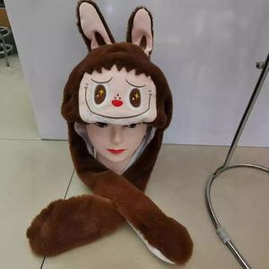 Botu2024人気のモンスターラブブLED帽子ムービングイヤーエアポンプ漫画ラブブぬいぐるみ帽子エアバッグ冬ぬいぐるみ帽子