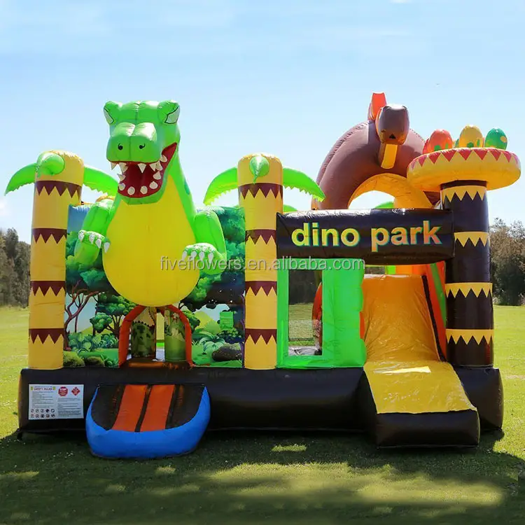 قلعة القفز الشهيرة في حديقة الديناصور للأطفال، منزلة القفز التجارية، زحليقة نطاطية قابلة للنفخ