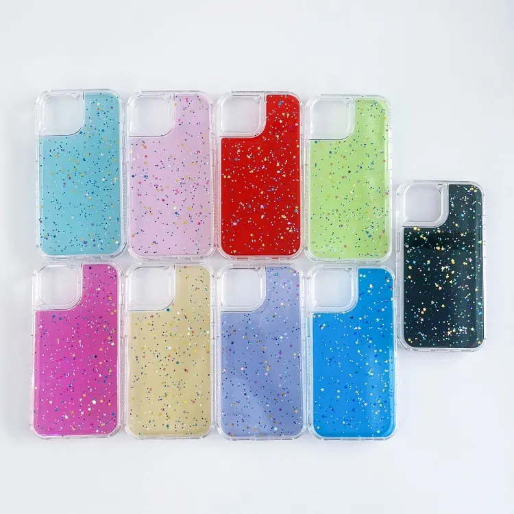 Crystal 3-In-1 PC Painted Glue Cell Phone Case for iPhone for Samsung for OPPO