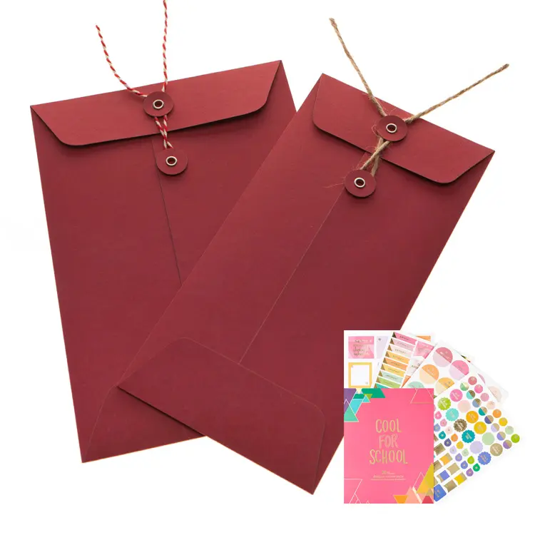 Petite graine enveloppe de papier rouge personnalisé enveloppe de pièce chaîne de bouton