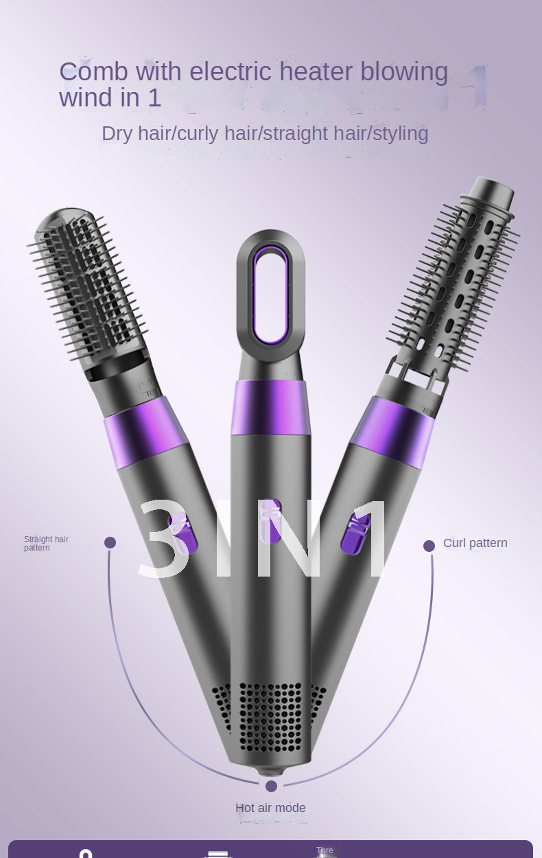 Factory sales multifunctional three-in-one curling iron straightening hair dryer hot air comb dry and wet comb 1000W for salon
