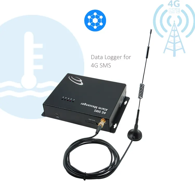 Gsm sms 4g enregistreur de données d'impulsion surveillance système de télémétrie alarme numérique d'humidité et de températures