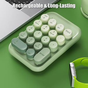 Portable Wireless <strong>Numeric</strong> Pad 2.4G Dual Mode Connection Number <strong>Keyboard</strong> 18-Key Retro Round Keycaps for Pc/Desktop/Laptop - Product Image 2