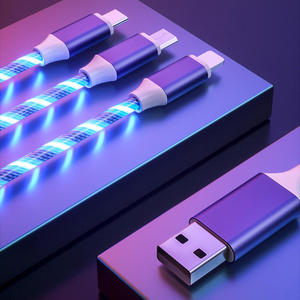 A Drag Three Streamer Data Cable for iPhone Android Type-C Mobile Phone Fast <strong>Charge</strong> Three in One Running Horse <strong>Lamp</strong> Light - Product Image 4
