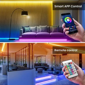 แถบไฟ LED 5050 RGB อัจฉริยะความหนาแน่นสูง10ม. สำหรับบลูทูธสวิตช์ควบคุมระยะไกลให้คะแนน IP20ตัวเครื่องทองแดง - Product Image 5