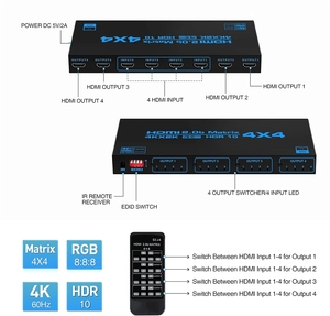 4K 60HZ矩阵开关4x4进4出2.0切换器分离器，带SPDIF EDID提取器红外控制HDCP 2.2电弧 - Product Image 3