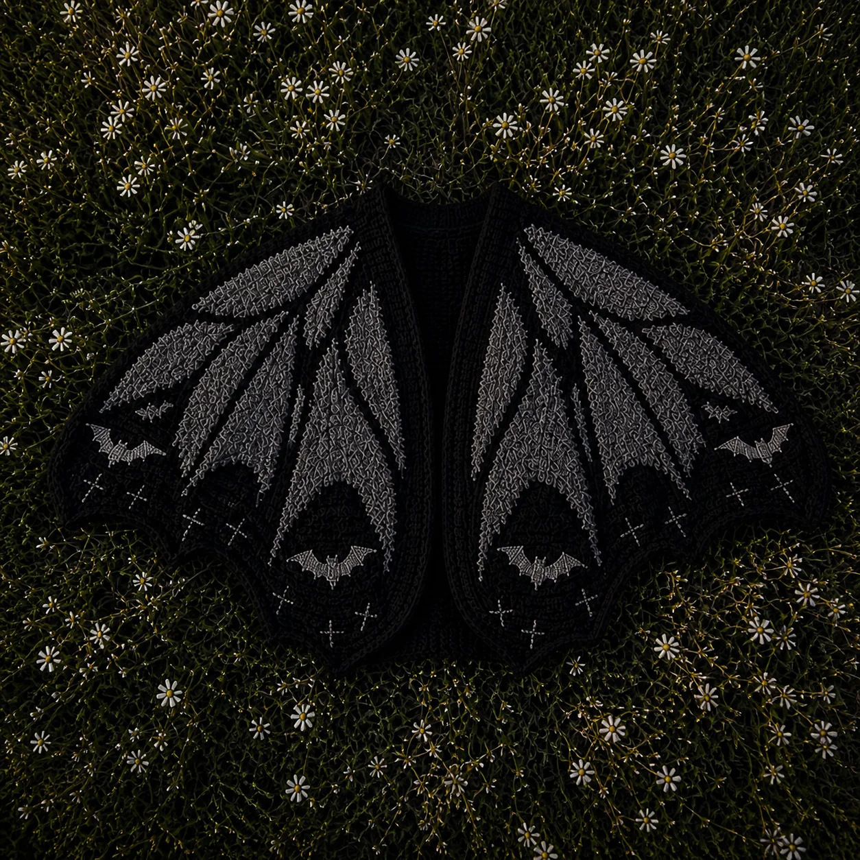Mantón de murciélago-gris negro