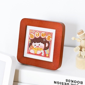Solid Wood Rounded Corner Picture <strong>Frame</strong> Table Wall Hanging Photo <strong>Frame</strong> <strong>square</strong> 5&quot;7&quot; Mini Retro Picture <strong>Frame</strong> - Product Image 4