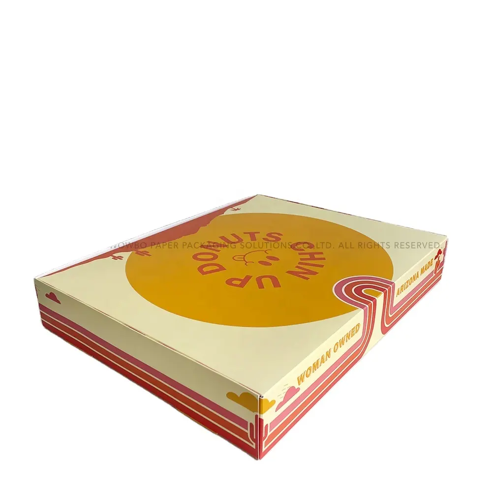 صندوق كبير مربع الشكل كارتوني على شكل الصبار الصحراوي الغربي البري ذو صورة غروب الشمس برتقالي وأصفر مقاوم للشحوم صندوق ورقي للمشروبات الجاهزة كوكيز الكرواسون والدونات