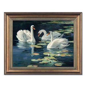 Luxo Swan Lake Emoldurado <span class=keywords><strong>Canvas</strong></span> Pintura Wall Decor Impressão Estilo Clássico Moderno Tamanho Personalizado Disponível