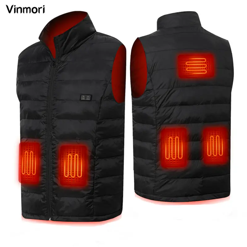 VINMORI Inverno Neve Sci Sport All'aria Aperta Impermeabile Batteria Ricaricabile Della Chiusura Lampo Caldo Pile Leggero Riscaldato Giù Gilet