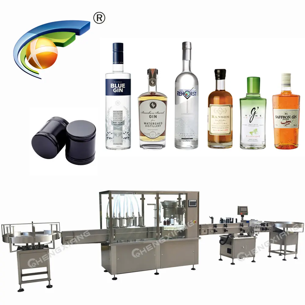 Alcol macchina di rifornimento per vodka whisky scintillante di uve da vino liquore imbottigliamento linea di attrezzature per la produzione di piante con bottiglia di vetro