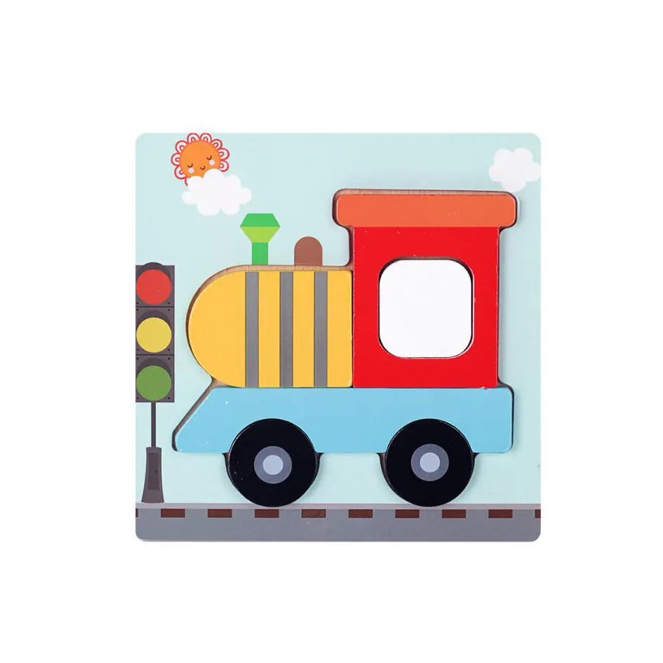 3D Wooden engine train locomotive jigsaw Puzzles Children Educational Puzzle Toy