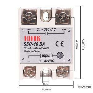Aismartlink-Módulo de relé de estado sólido monofásico, entrada de 3-32V CC, salida de 24-380V CA para controlador de temperatura - Product Image 2
