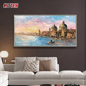 Venedik Modern manzara boyama Retro el yapımı pembe bulutlar manzara tipi destekleyen tuval üzerine yağ - Product Image 4