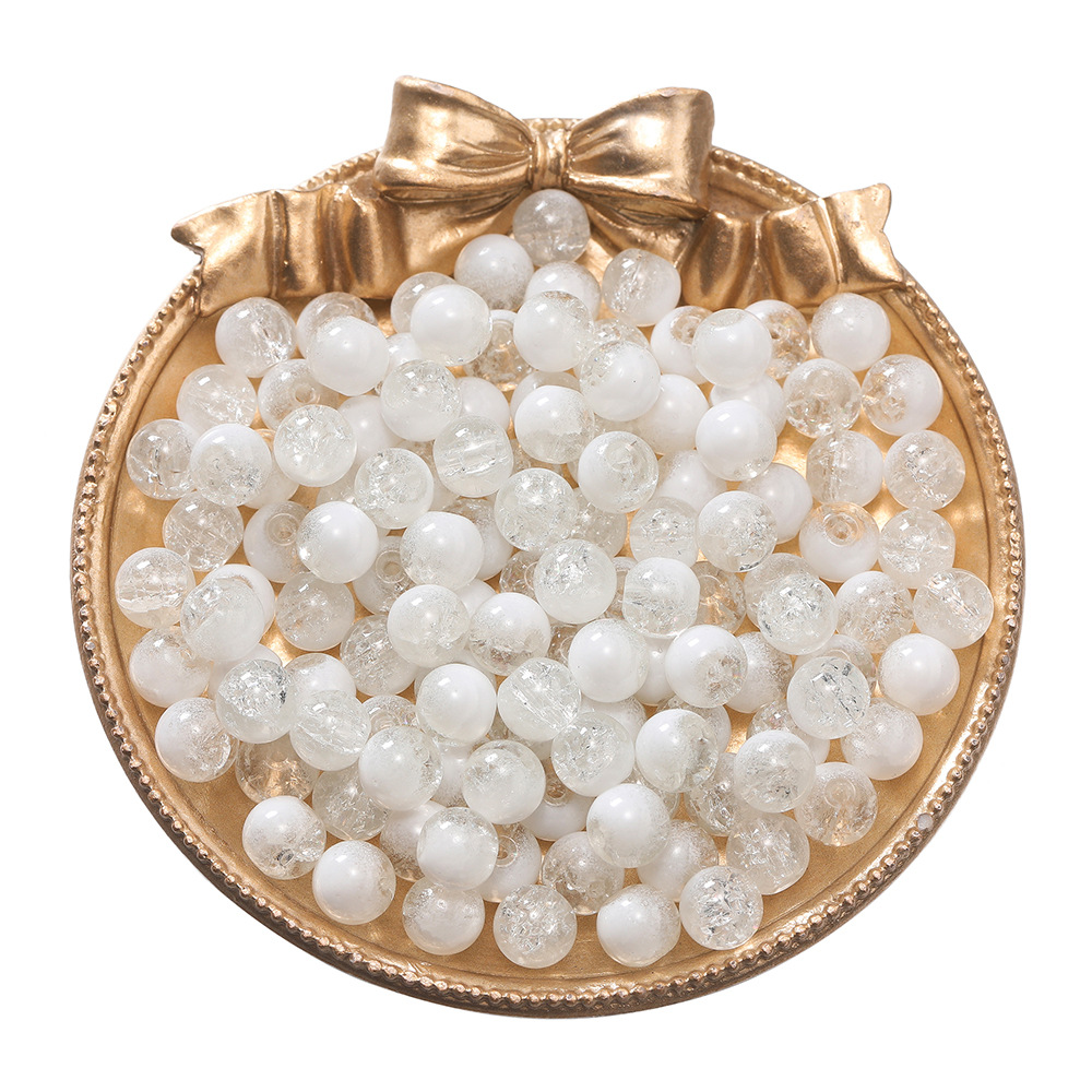 8mm glass milk foam beads - white